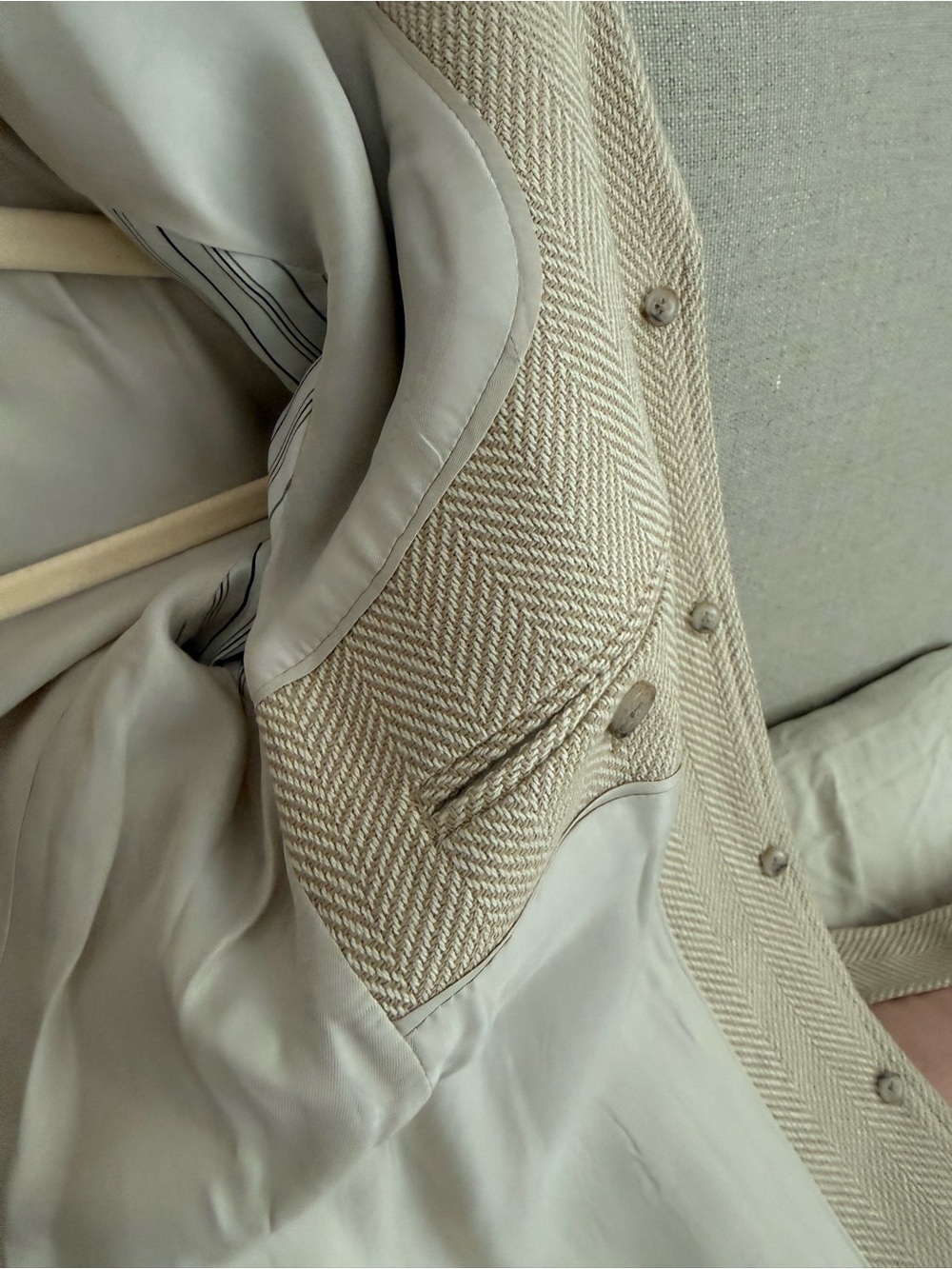 NWT Banana Republic Cream Herringbone Tie-Waist Blazer 8 - Picture 5 of 7